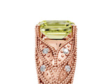 Rose gold Fancy Yellow Emerald Cut Cut Milgrain Pave Diamond Engagement Ring with Four-Prong Setting_20