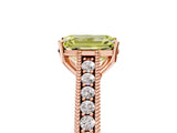 Rose gold Fancy Yellow Emerald Cut Cut Pave Band Milgrain Solitaire Ring_5