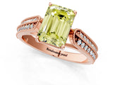 Rose gold Fancy Yellow Emerald Cut Cut Pave Split Shank Engagement Ring with Four-Prong Setting_1
