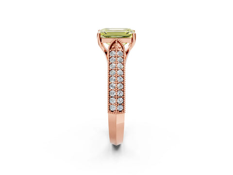 Rose gold Fancy Yellow Emerald Cut Cut Pave Split Shank Engagement Ring with Four-Prong Setting_2