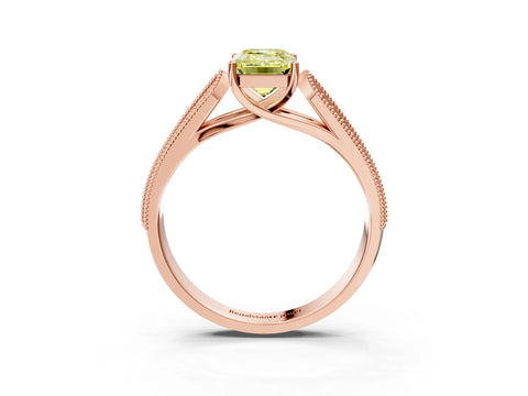 Rose gold Fancy Yellow Emerald Cut Cut Pave Split Shank Engagement Ring with Four-Prong Setting_3