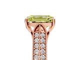 Rose gold Fancy Yellow Emerald Cut Cut Pave Split Shank Engagement Ring with Four-Prong Setting_5
