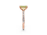 Rose gold Fancy Yellow Emerald Cut Diamond Brilliant Solitaire Ring with Pavé Band and Four-Prong Setting_2