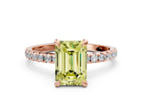 Rose gold Fancy Yellow Emerald Cut Diamond Brilliant Solitaire Ring with Pavé Band and Four-Prong Setting_24