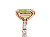 Rose gold Fancy Yellow Emerald Cut Diamond Brilliant Solitaire Ring with Pavé Band and Four-Prong Setting_29