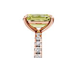 Rose gold Fancy Yellow Emerald Cut Diamond Brilliant Solitaire Ring with Pavé Band and Four-Prong Setting_5