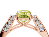 Rose gold Fancy Yellow Emerald Cut Diamond Channel Set Solitaire Ring with Four-Prong Setting_16