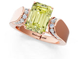 Rose gold Fancy Yellow Emerald Cut Diamond Channel Set Solitaire Ring with Four-Prong Setting_49