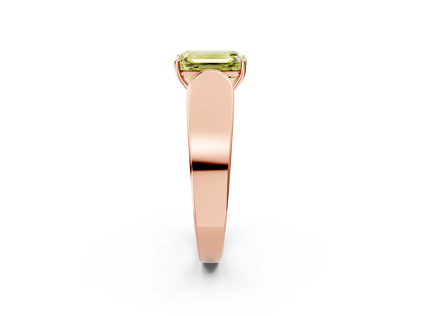 Rose Gold Emerald Cut Channel Set Engagement Ring Setting for Fancy Yellow Center with Wide Band