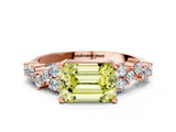 Rose gold Fancy Yellow Emerald Cut Diamond Cluster Pavé Band with Four-Prong Setting_3