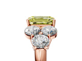 Rose gold Fancy Yellow Emerald  Cut Diamond Cluster Ring with Round Accent Stones and Prong Setting on a Classic Band_53