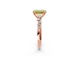Rose gold Fancy Yellow Emerald Cut Diamond Cluster Side Stone Solitaire Ring with Prong Setting_55