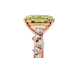 Rose gold Fancy Yellow Emerald Cut Diamond Cluster Side Stone Solitaire Ring with Prong Setting_58