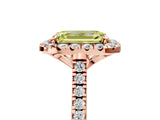 Rose gold Fancy Yellow Emerald Cut Diamond Cushion Halo Ring with Pavé Band_5