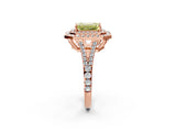 Rose gold Fancy Yellow Emerald Cut Diamond Double Halo Ring with Pavé Band and Prong Setting_78