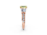 Rose gold Fancy Yellow Emerald Cut Diamond Engagement Ring with Baguette Side Stones and Channel Set Band_21