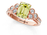 Rose gold Fancy Yellow Emerald  Cut Diamond Engagement Ring with Bezel Set Round Side Stones and Prong Setting_50