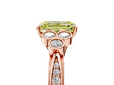 Rose gold Fancy Yellow Emerald  Cut Diamond Engagement Ring with Bezel Set Round Side Stones and Prong Setting_54