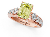 Rose gold Fancy Yellow Emerald  Cut Diamond Engagement Ring with Pavé Band and Four-Prong Setting_4