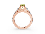 Rose gold Fancy Yellow Emerald  Cut Diamond Engagement Ring with Pavé Band and Four-Prong Setting_6