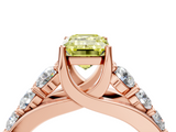 Rose gold Fancy Yellow Emerald  Cut Diamond Engagement Ring with Pavé Band and Four-Prong Setting_7