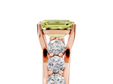 Rose gold Fancy Yellow Emerald  Cut Diamond Engagement Ring with Pavé Band and Four-Prong Setting_8