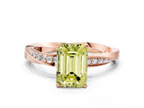 Rose gold Fancy Yellow Emerald Cut Diamond Engagement Ring with Side Stone Accents and Four-Prong Setting_12