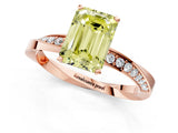 Rose gold Fancy Yellow Emerald Cut Diamond Engagement Ring with Side Stone Accents and Four-Prong Setting_13