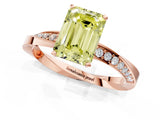 Rose gold Fancy Yellow Emerald Cut Diamond Engagement Ring with Side Stone Accents and Four-Prong Setting_73