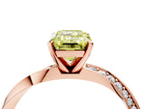 Rose gold Fancy Yellow Emerald Cut Diamond Engagement Ring with Side Stone Accents and Four-Prong Setting_76