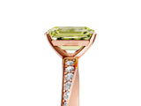 Rose gold Fancy Yellow Emerald Cut Diamond Engagement Ring with Side Stone Accents and Four-Prong Setting_77