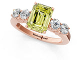 Rose gold Fancy Yellow Emerald  Cut Diamond Five-Stone Prong Set White Gold Ring_33