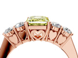 Rose gold Fancy Yellow Emerald  Cut Diamond Five-Stone Prong Set White Gold Ring_36