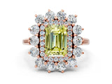 Rose gold Fancy Yellow Emerald Cut Diamond Floral Double Halo Engagement Ring with Prong Setting_24