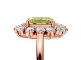 Rose gold Fancy Yellow Emerald Cut Diamond Floral Double Halo Engagement Ring with Prong Setting_29