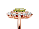 Rose gold Fancy Yellow Emerald Cut Diamond Floral Double Halo Engagement Ring with Prong Setting_77