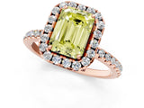 Rose gold Fancy Yellow Emerald  Cut Diamond Floral Halo Engagement Ring with Pavé Band and Prong Setting_38