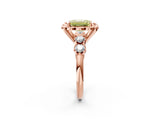 Rose gold Fancy Yellow Emerald  Cut Diamond Floral Halo Engagement Ring with Shared Prong Setting 2