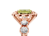 Rose gold Fancy Yellow Emerald  Cut Diamond Floral Halo Engagement Ring with Shared Prong Setting 5