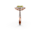 Rose gold Fancy Yellow Emerald  Cut Diamond Floral Halo Pave Band with Prong Setting_39