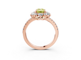 Rose gold Fancy Yellow Emerald  Cut Diamond Floral Halo Pave Band with Prong Setting_40