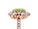 Rose gold Fancy Yellow Emerald  Cut Diamond Floral Halo Pave Band with Prong Setting_42