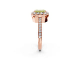 Rose gold Fancy Yellow Emerald Cut Diamond Floral Halo Ring with Pavé Band and Prong Setting_5