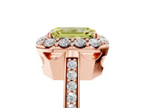 Rose gold Fancy Yellow Emerald Cut Diamond Floral Halo Ring with Pavé Band and Prong Setting_8