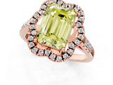 Rose gold Fancy Yellow Emerald Cut Diamond Floral Halo Split Shank Prong Setting Ring_1