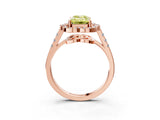Rose gold Fancy Yellow Emerald Cut Diamond Floral Halo Split Shank Prong Setting Ring_3
