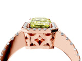 Rose gold Fancy Yellow Emerald Cut Diamond Halo Engagement Ring with Pavé Band and Prong Setting_31