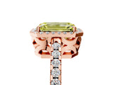 Rose gold Fancy Yellow Emerald Cut Diamond Halo Engagement Ring with Pavé Band and Prong Setting_32