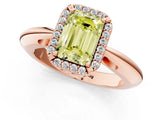 Rose gold Fancy Yellow Emerald  Cut Diamond Halo Engagement Ring with Split Shank and Four-Prong Setting_125