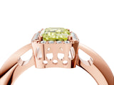 Rose gold Fancy Yellow Emerald  Cut Diamond Halo Engagement Ring with Split Shank and Four-Prong Setting_128